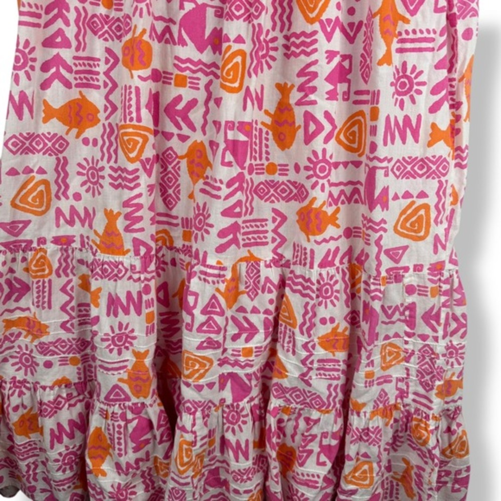 Two Potato Laguna Beach Vintage Mumu Dress Womens Size Large Flowy Fish USA Made - Picture 9 of 9